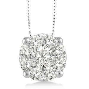 Clustered Diamond Pendant Necklace in 14k White Gold Necklaces & Pendants Bailey's Fine Jewelry