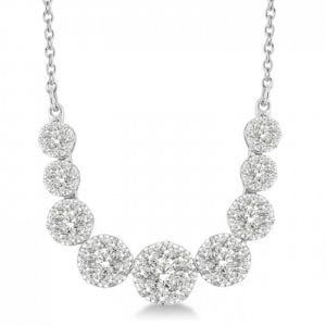 1CTW Graduated Diamond Necklace in 14k White Gold Necklaces & Pendants Bailey's Fine Jewelry
