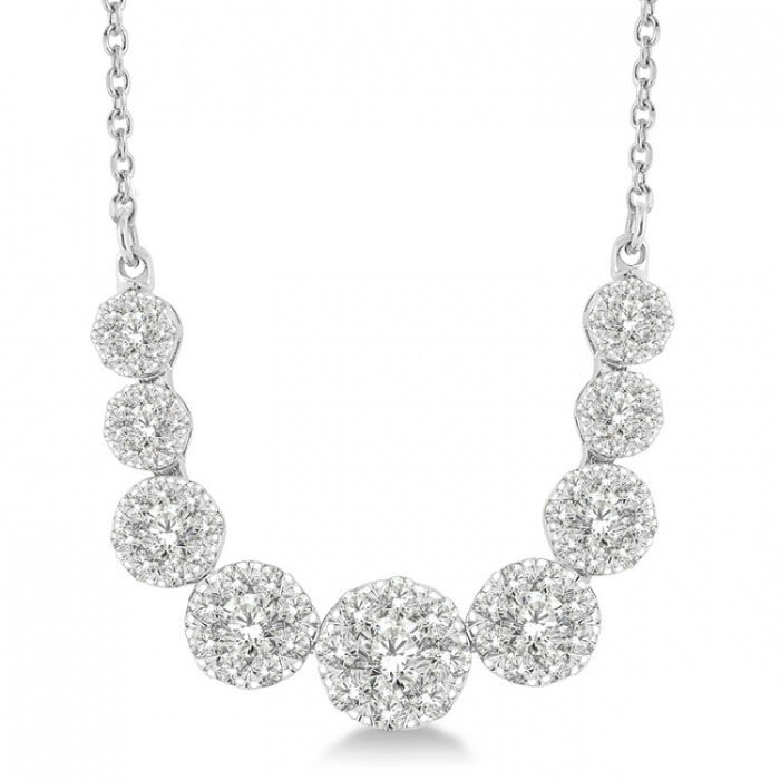 1CTW Graduated Diamond Necklace in 14k White Gold