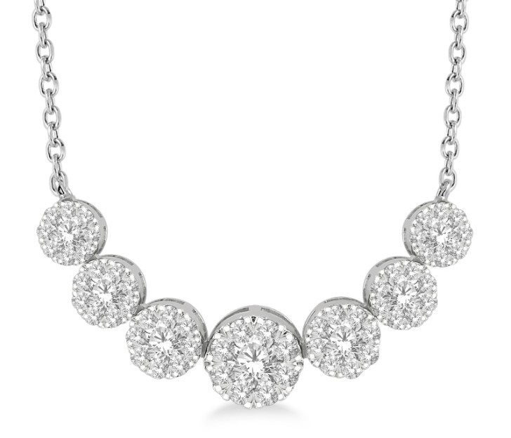 3/4CTW Graduated Diamond Necklace in 14k White Gold