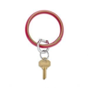 Leather Big O Key Ring in Tickled Pink