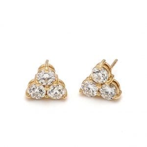 Three Stone Diamond Stud Earrings in 14k Yellow Gold Sale Bailey's Fine Jewelry