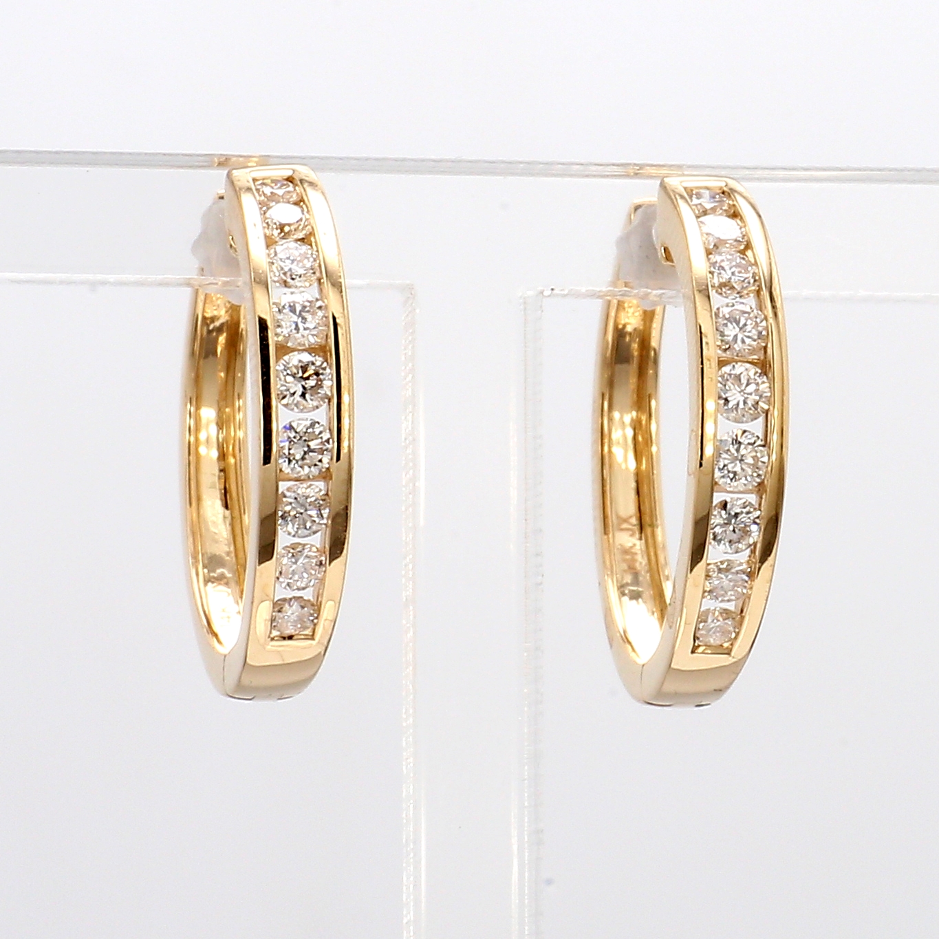 Channel Set Diamond Hoop Earrings in 14k Yellow Gold – Bailey's Fine Jewelry