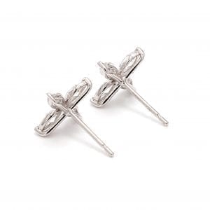 Marquise Diamond Floral Stud Earrings in 14k White Gold