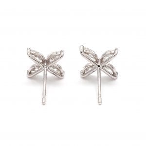 Marquise Diamond Floral Stud Earrings in 14k White Gold
