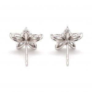 Marquise Diamond Flower Stud Earrings in 14k White Gold