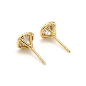 Bezel Set Diamond Stud Earrings in 18k Yellow Gold