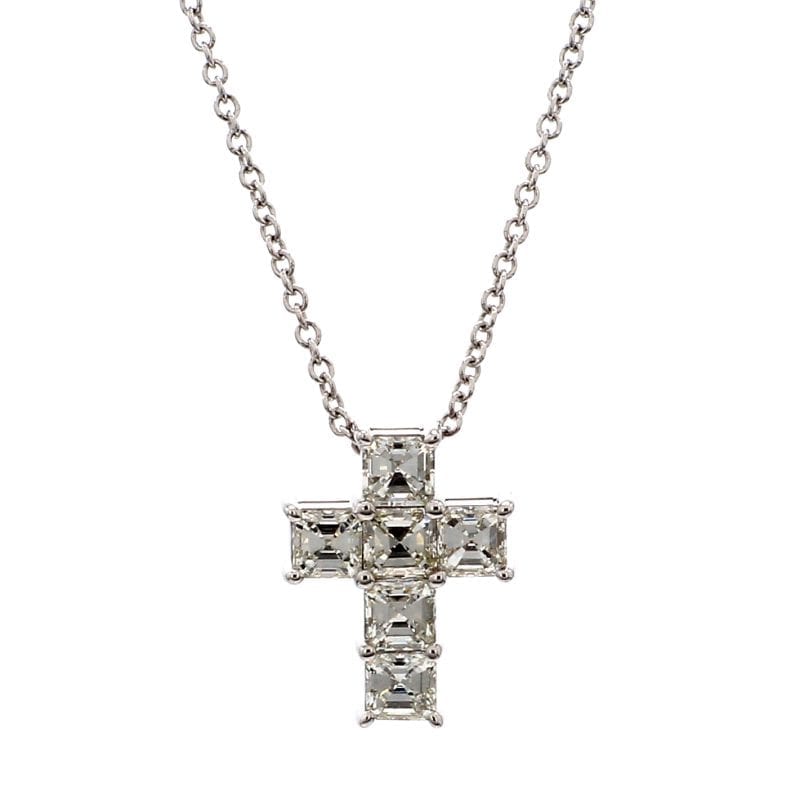 Classic and beautiful halo pendant is set with Asscher-cut simulated diamond  surrounded by simulated diamonds in sterling silver bonded with platinum  The pendant comes on an adjustable 18 inch chain - Diamond