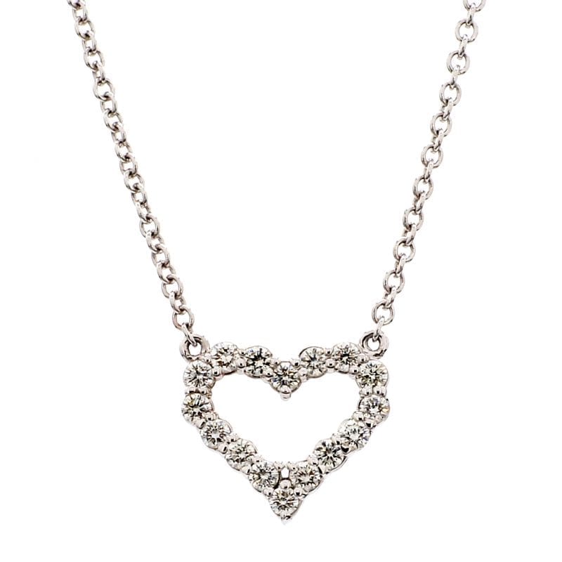 Diamond Heart Pendant Necklace in 14k White Gold