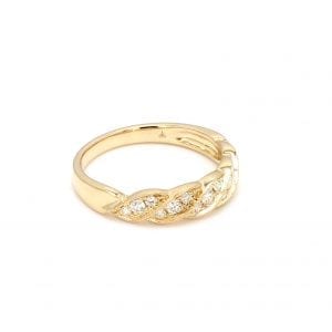 Pave Diamond Twist Band Ring in 14k Yellow Gold