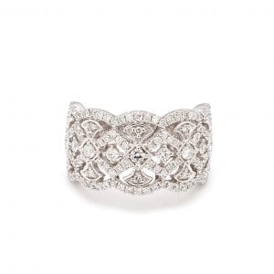 Open Lace Diamond Ring in 14k White Gold