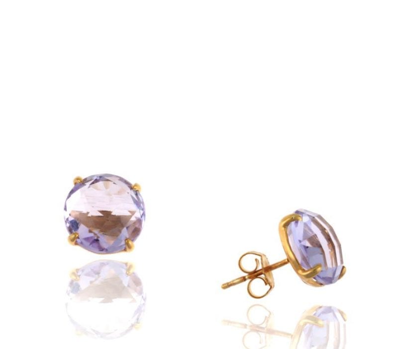 Rose Amethyst Stud Earrings in 14k Rose Gold