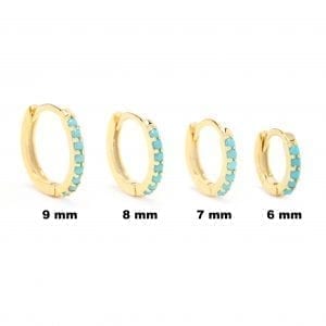 18k Yellow Gold Plated Turquoise Mini Hoop Earrings