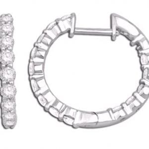 Inside Out Diamond Hoop Earrings in 14k White Gold Earrings Bailey's Fine Jewelry