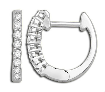 Diamond Oval Hoop Earrings in 14k White Gold