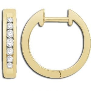 Channel Set Diamond Hoop Earrings in 14k Yellow Gold Earrings Bailey's Fine Jewelry