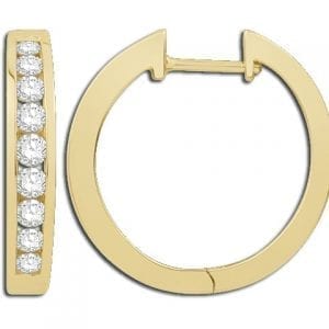 Channel Set Diamond Hoop Earrings in 14k Yellow Gold Earrings Bailey's Fine Jewelry