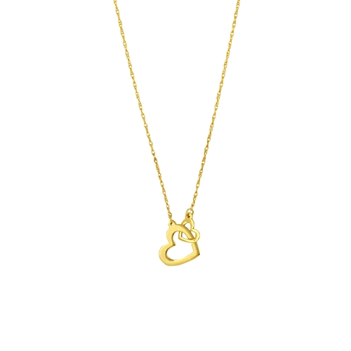 Interlocking Hearts Necklace in 14k Yellow Gold
