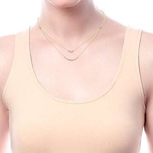 Double Layer Crescent Pendant Necklace in 14k Yellow Gold