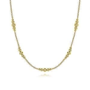 Graduated Bead Station Necklace in 14k Yellow Gold Necklaces & Pendants Bailey's Fine Jewelry
