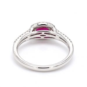 East-West Oval Ruby Ring with Diamonds in 14k White Gold