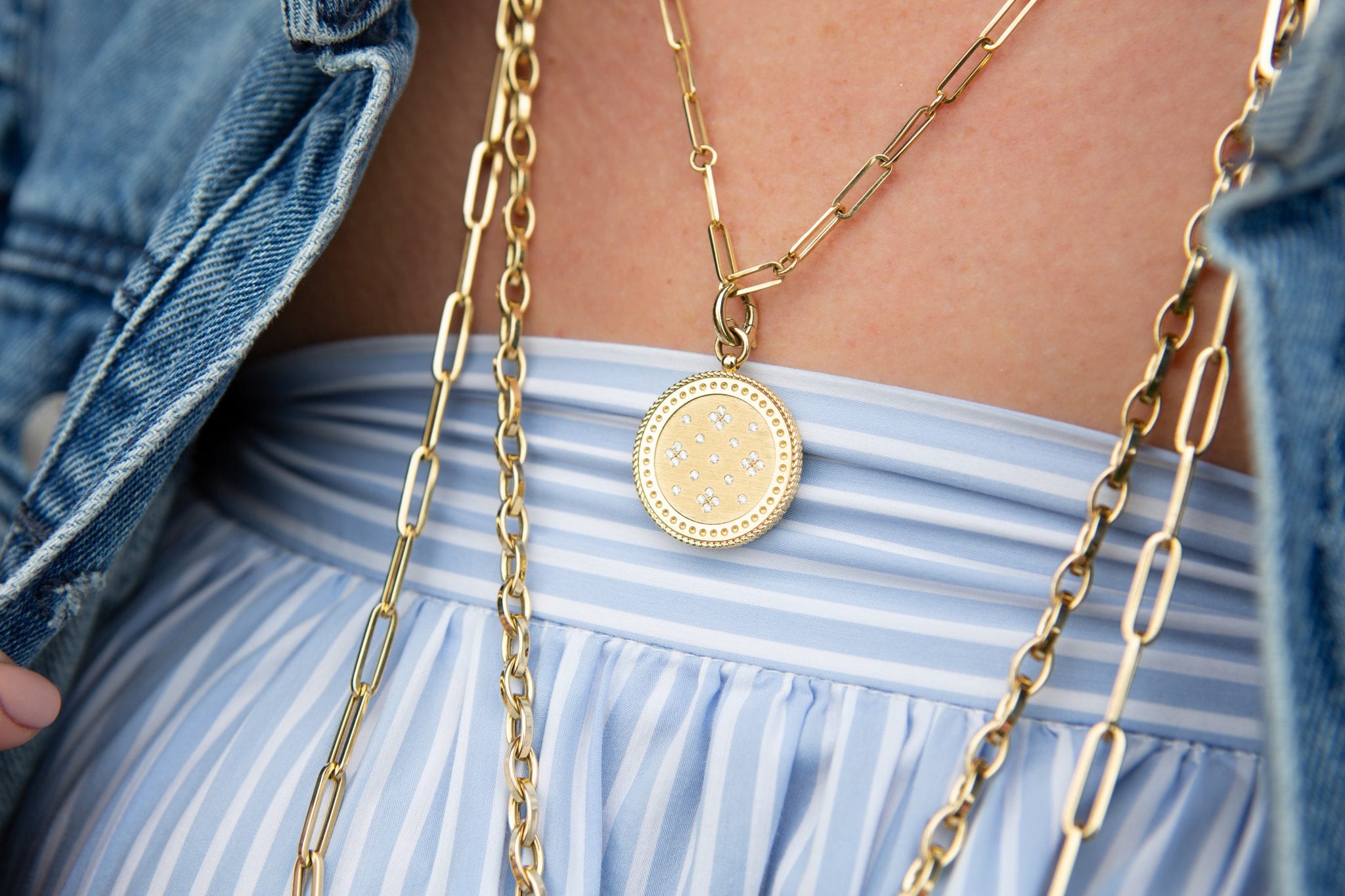 Roberto Coin 18k Venetian Princess Medallion Diamond Pendant Necklace