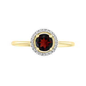 Garnet & Diamond Halo Ring in 14k Yellow Gold Fashion Rings Bailey's Fine Jewelry