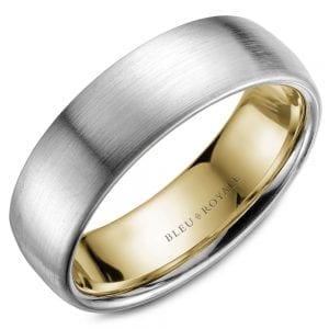 Bleu Royale 6.5mm Wedding Band with Yellow Gold Interior Contemporary Wedding Bands Bailey's Fine Jewelry
