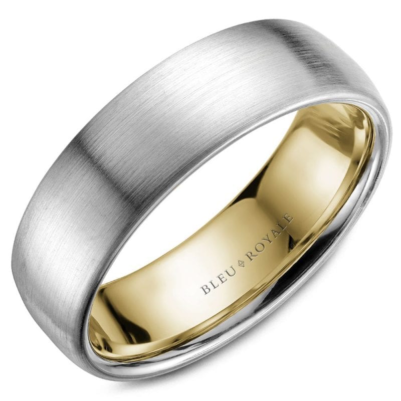 Bleu Royale 6.5mm Wedding Band with Yellow Gold Interior