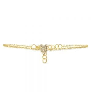 Pave Diamond Heart Bracelet in 14k Yellow Gold Bracelets Bailey's Fine Jewelry