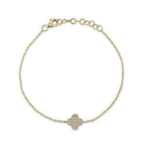 Pave Diamond Clover Bracelet in 14k Yellow Gold Bracelets Bailey's Fine Jewelry