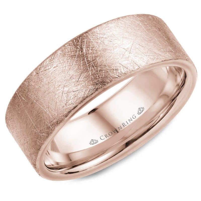 rose gold brushed wedding band ring