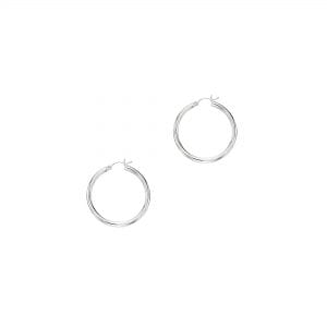 3mm Hoop Earrings in 14k White Gold Earrings Bailey's Fine Jewelry
