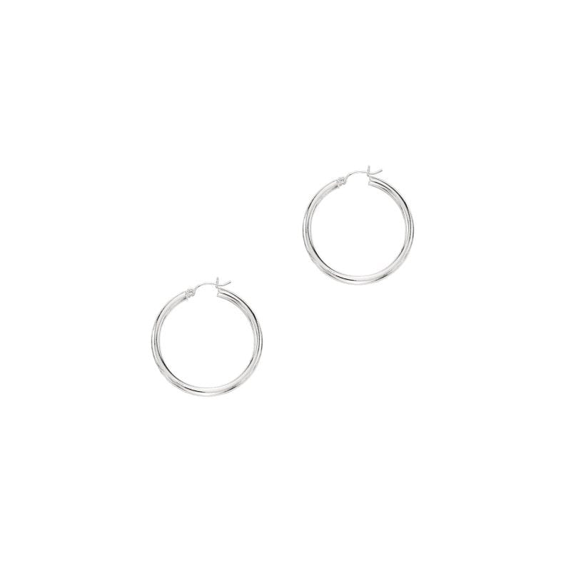 3mm Hoop Earrings in 14k White Gold