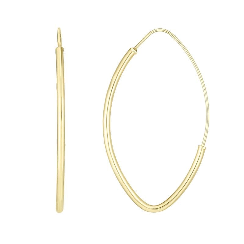 Marquise Shaped Small Hoop Earrings in 14k Yellow Gold