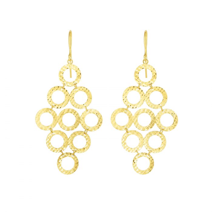 Open Circle Chandelier Drop Earrings in 14k Yellow Gold