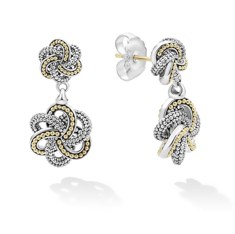 Lagos Two Toned Love Knot Drop Earrings