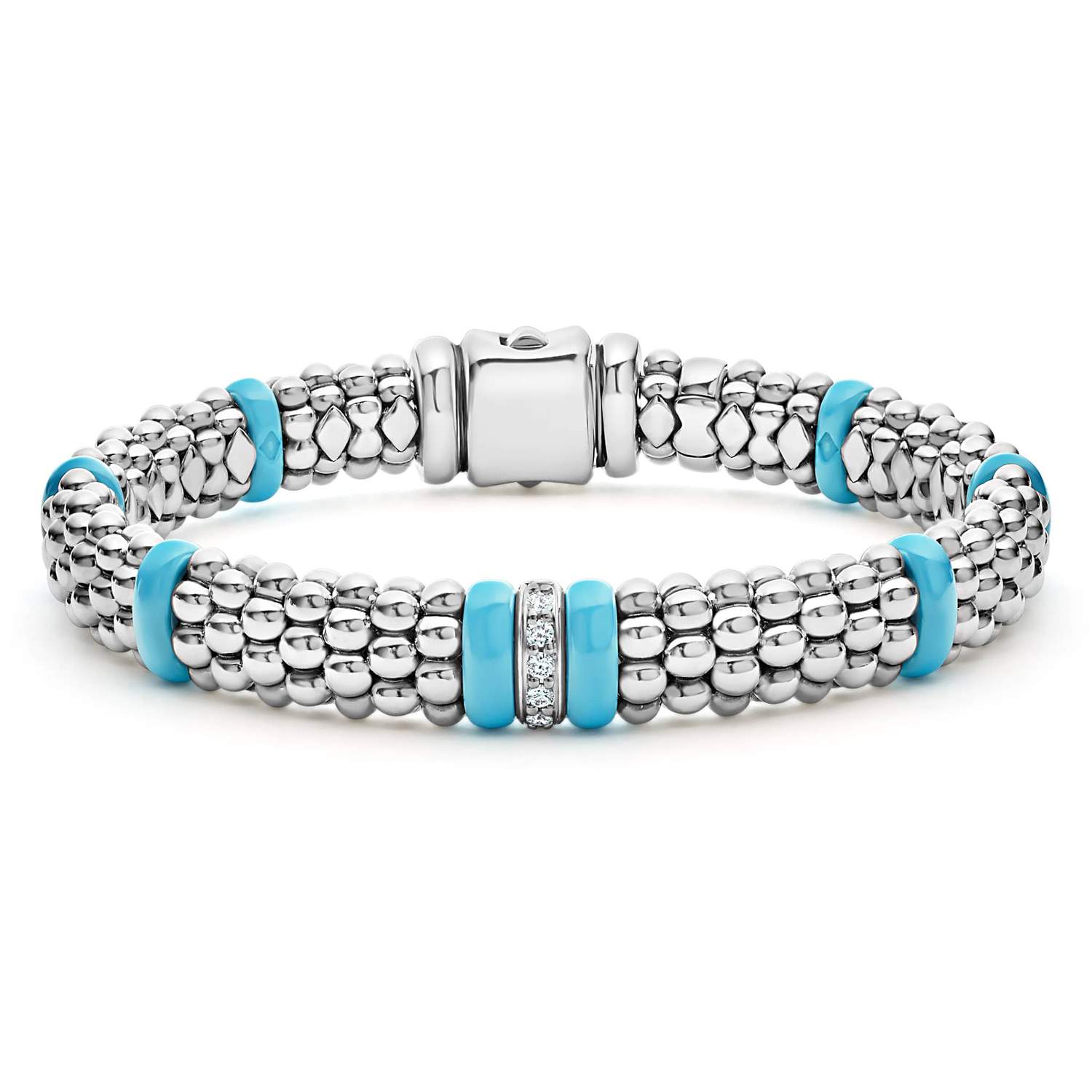 Lagos Blue Ceramic Diamond Caviar Bracelet, Size S+ – Bailey's Fine Jewelry