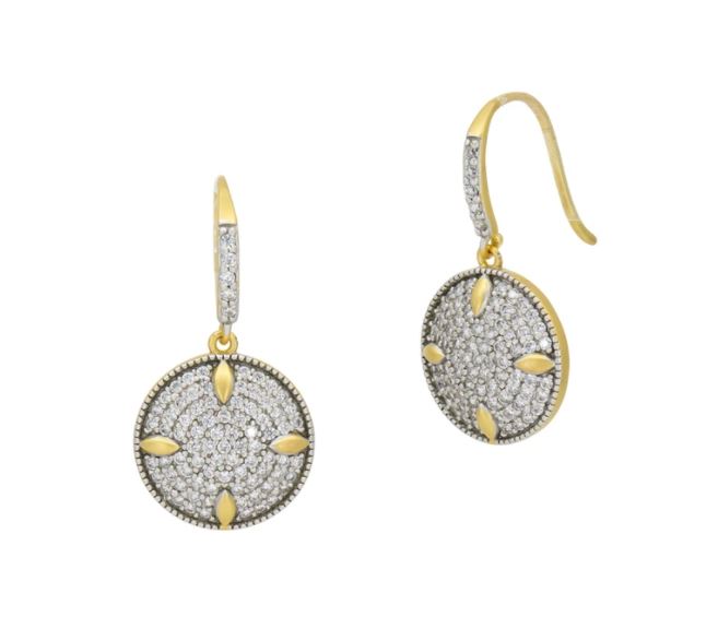 Freida Rothman Petals and Pave Disc Earrings