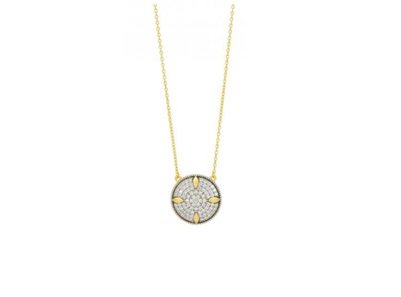 Freida Rothman Petals and Pave Small Pendant Necklace