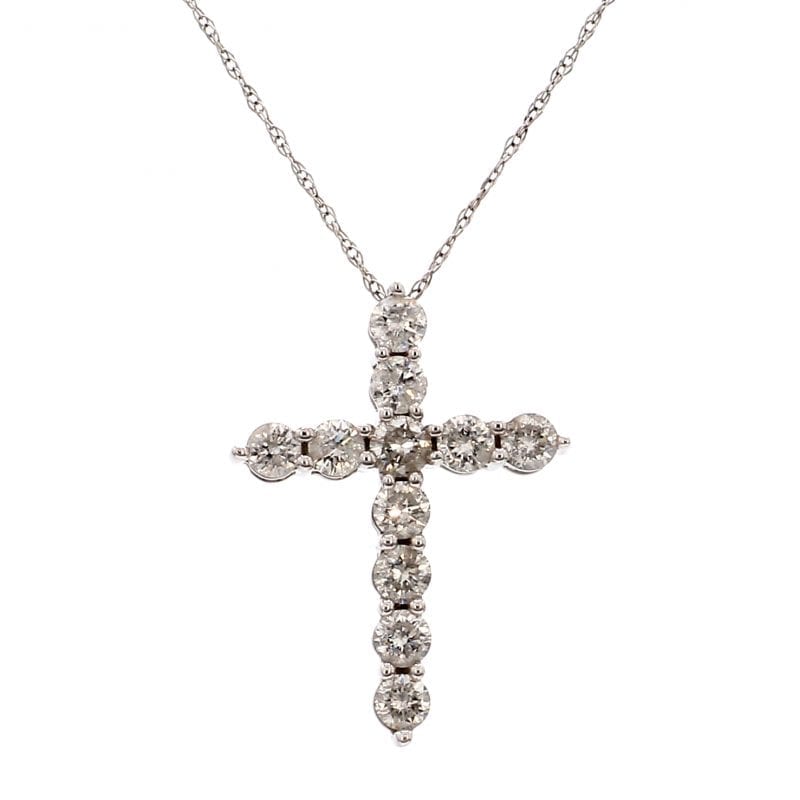 1CTW Diamond Cross Pendant Necklace in 14k White Gold