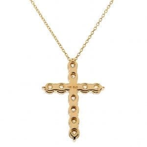Shared Prong Diamond Cross Necklace in 14k Yellow Gold