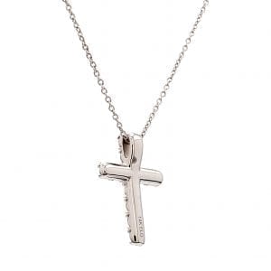 1/2CTW Diamond Cross Pendant Necklace in 14k White Gold