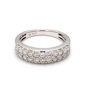 Two Row Pave Diamond Ring in 14k White Gold