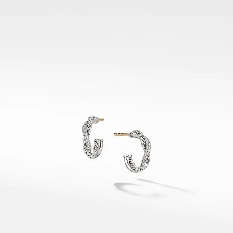 David Yurman Petite Infinity Huggie Hoop Earring with Pave Diamonds