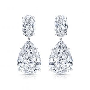 Oval & Pear Diamond Drop Earrings