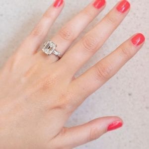 Three Stone Emerald With Tapered Baguettes Engagement Ring Setting
