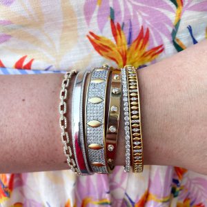 Freida Rothman Petals and Pave Wide Hinge Bracelet