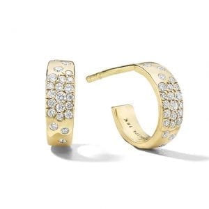 Ippolita Huggie Hoop Earrings in 18k Gold with Diamonds Earrings Bailey's Fine Jewelry