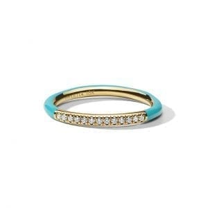 Ippolita Turquoise Ceramic Ring in 18k Gold with Diamonds